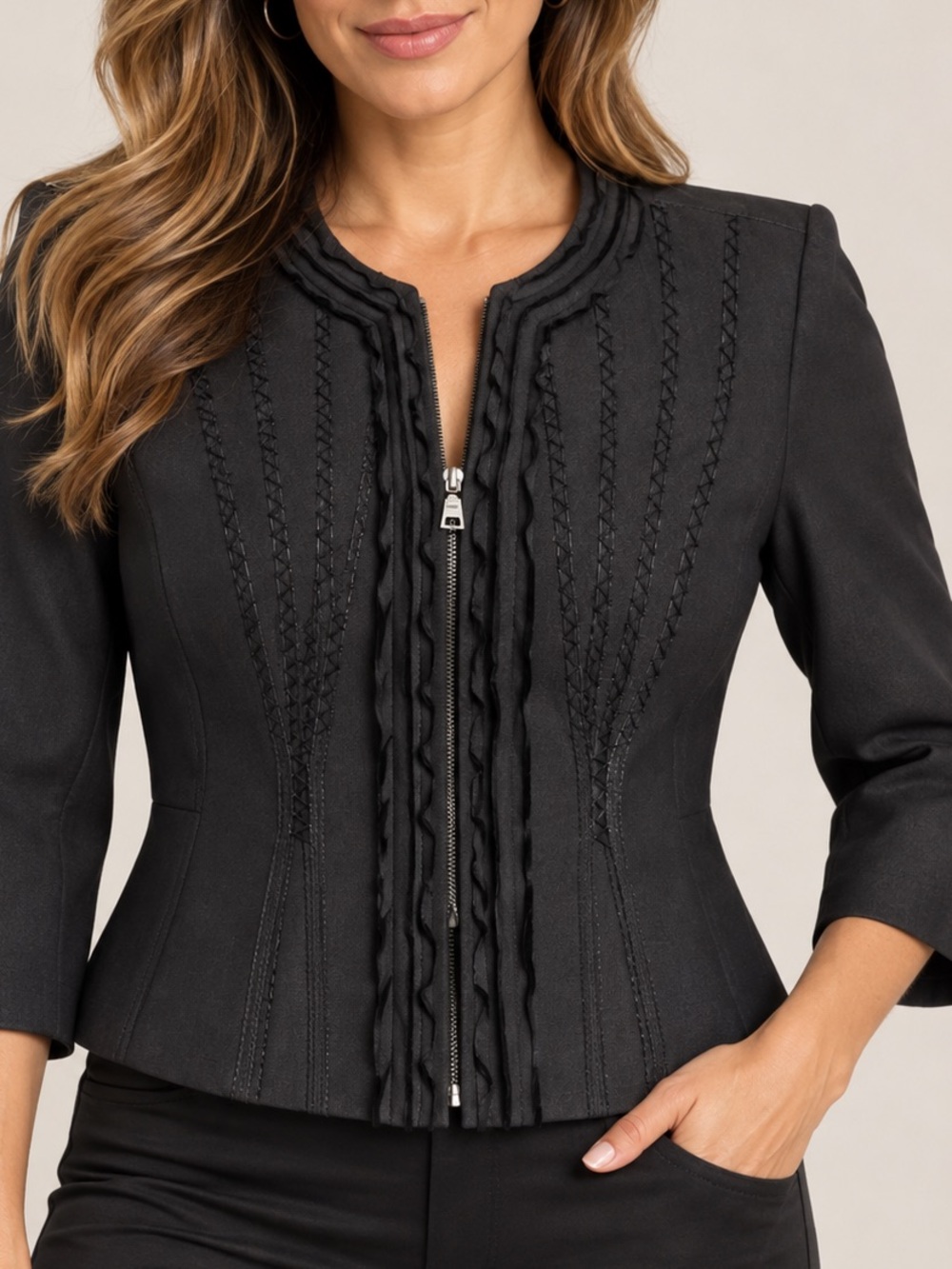 Tahari Zip up Blazer